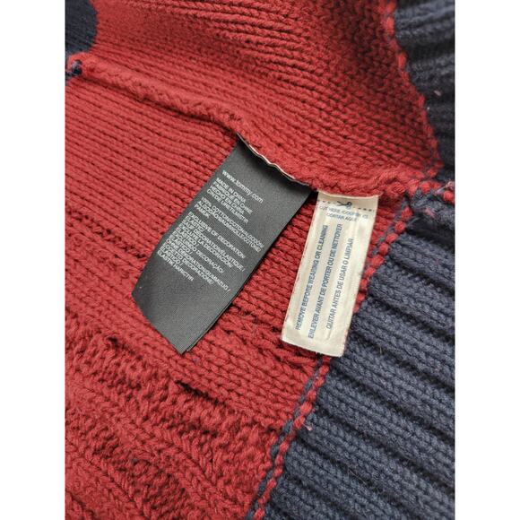 Vintage Hilfiger Mens Medium Rugby Striped Grandpa Chunky Cable Knit Cardigan - Picture 7 of 11